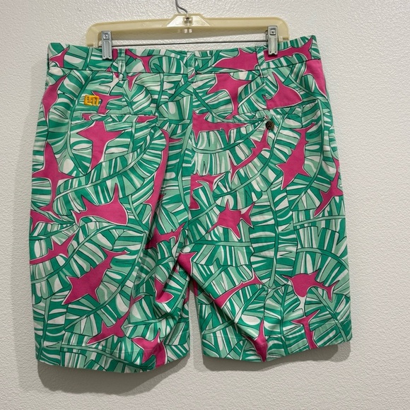 Loudmouth Sharks Tropical Leaf Print Golf Shorts Size 38 Flat front - Picture 4 of 9